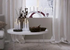 ABBE Batteridriven Träljusstake Båge 5L 32cm Röd