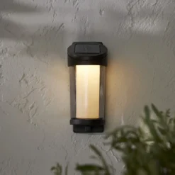 ALIPPA Solcells-vägglykta 21cm Svart Varmvit IP44