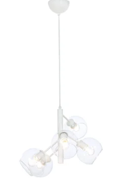 ATOM Taklampa 5-arm 48cm Vit/Klar