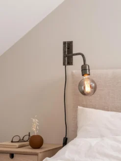 BASE Vägglampa 34cm Rustik Silver