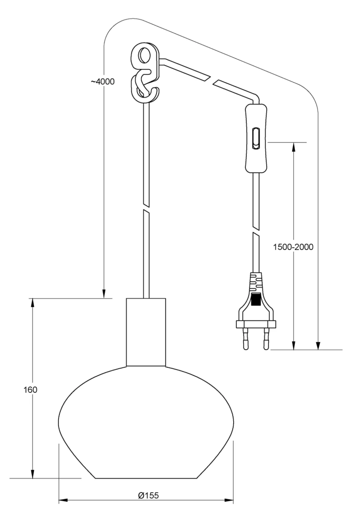 BELL Fönsterlampa 16cm Svart/Opalvit