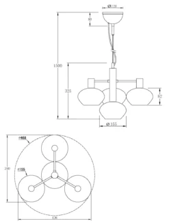 BELL Taklampa 4:a 47cm Svart/Rökgrå