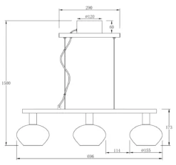 BELL Taklampa 3:a Rak 70cm Matt Mässing/Rök