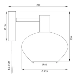 BELL Vägglampa 20cm Svart/Opalvit