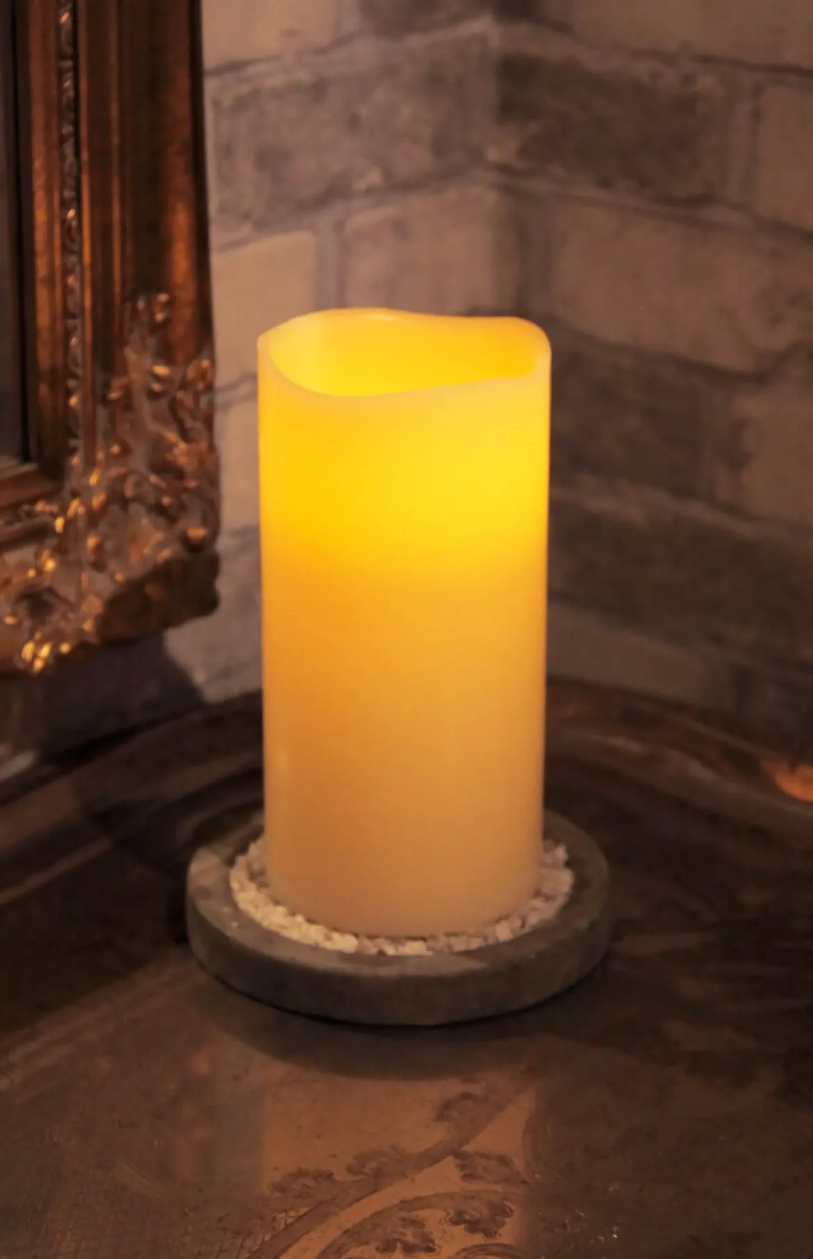 BIG LED-Blockljus 20cm Elfenben