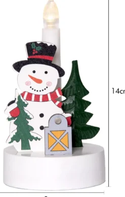 BILLY Ljusstake snögubbe 14cm Flerfärgad