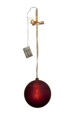 BLISS Glaskula Batteri 21cm 20LED Röd