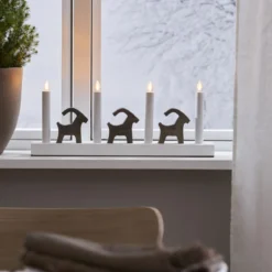 BRUSE Ljusstake 17,5cm LED Vit/Trä