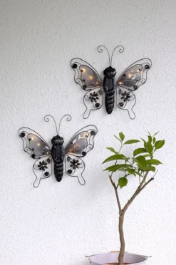 BUTTERFLY Solcellsdekoration 34cm Svart IP44