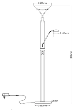 CANNES Golvlampa LED 180cm Antik