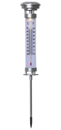 CELSIUS Solcells-Termometer 57,5cm Silver IP44