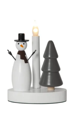CHRISTMAS JOY Ljusstake Snögubbe 21cm Vit