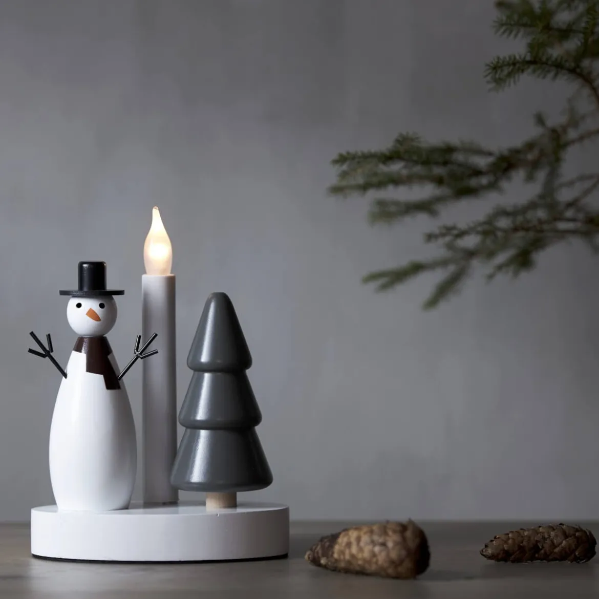 CHRISTMAS JOY Ljusstake Snögubbe 21cm Vit