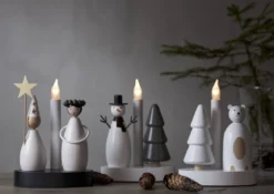 CHRISTMAS JOY Ljusstake Snögubbe 21cm Vit