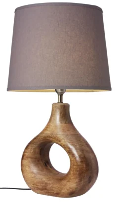 COTTEX Lampfot E27 37,5 cm Trä/Borstad mässing