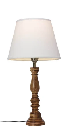 COTTEX Lampfot E27 40cm Trä/Borstad mässing