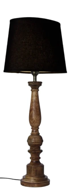 COTTEX Lampfot E27 57cm Trä/Borstad mässing