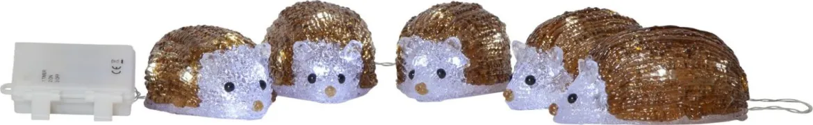 CRYSTALO Utomhusdekoration Igelkottar Batteri 6,5cm 40LED Brun