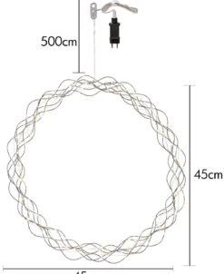 CURLY Hängande krans 45cm Krom