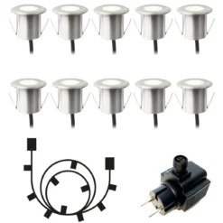 DEXTER Decklight 4cm 10-Pack inkl. Trafo 12V IP67