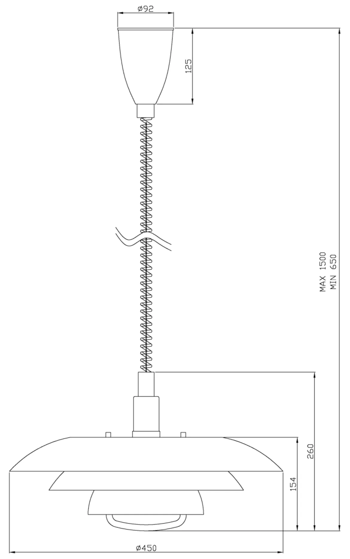 EPSILON Taklampa med hiss 45cm Vit