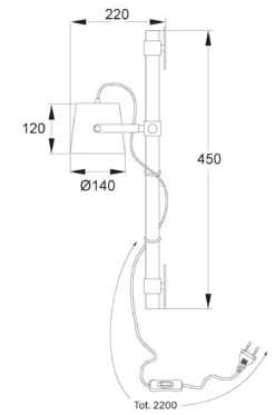 ESPRESSO Vägglampa 45cm Svart