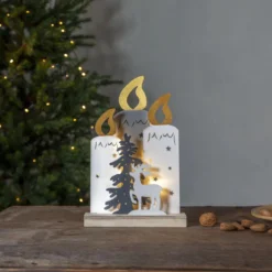 FAUNA Batteridekoration Julmotiv 34cm Vit