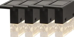 FENCE 4-PACK Solcells-Vägglykta 6,5cm Svart