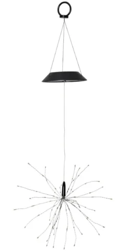FIREWORK SOLAR Hängande Solcells-dekoration 45cm IP44 Svart