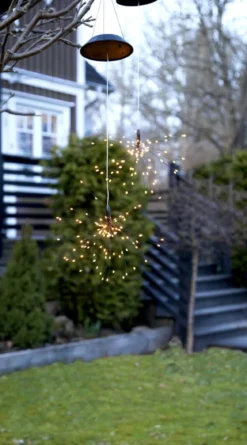 FIREWORK SOLAR Hängande Solcells-dekoration 45cm IP44 Svart