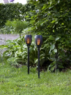 FLAME Solcellsfackla 9cm Svart IP44