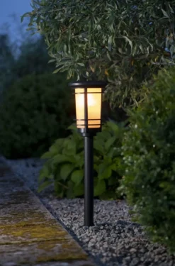 FLAME Solcells-pollare 53cm Svart