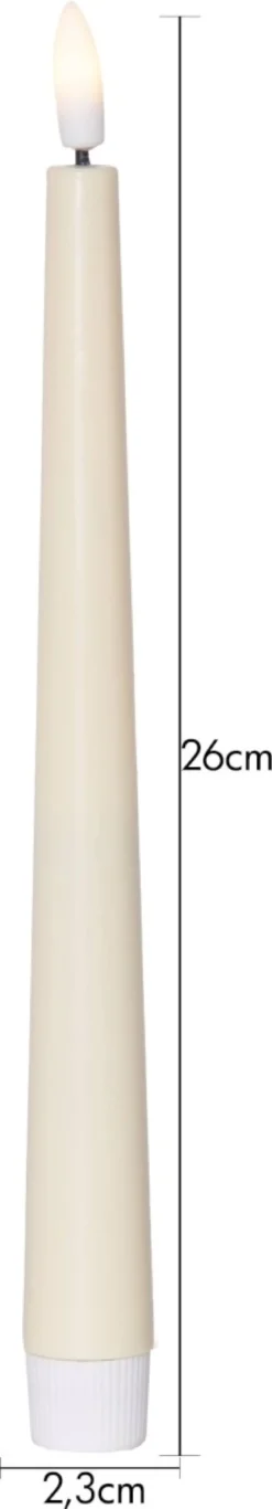 FLAMME CANDY LED-Antikljus 2-pack 26cm Gul