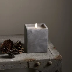 FLAMME CEM LED-Blockljus Batteri 11,5cm Grå