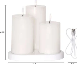 FLAMME CHARGE Blockljus 3-pack 15cm