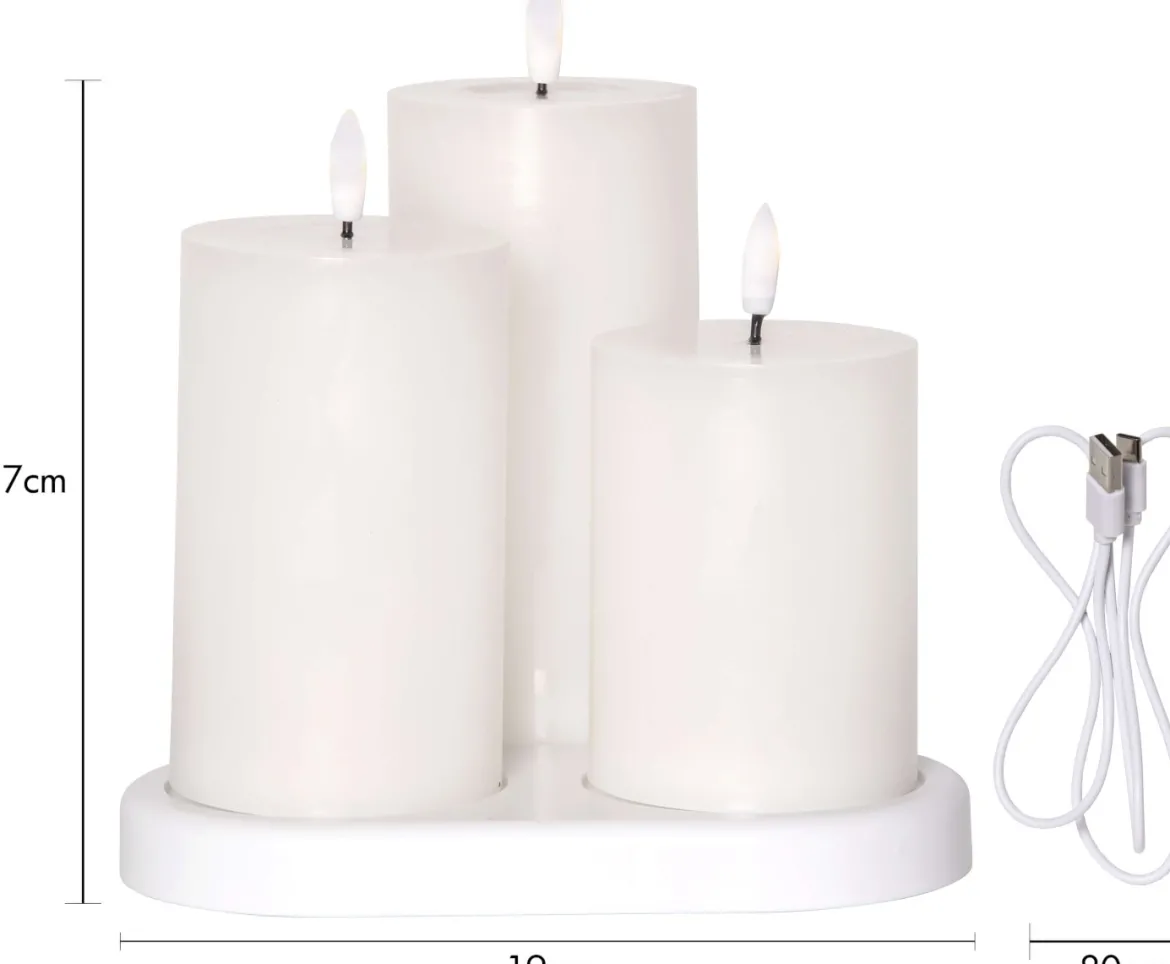 FLAMME CHARGE Blockljus 3-pack 15cm