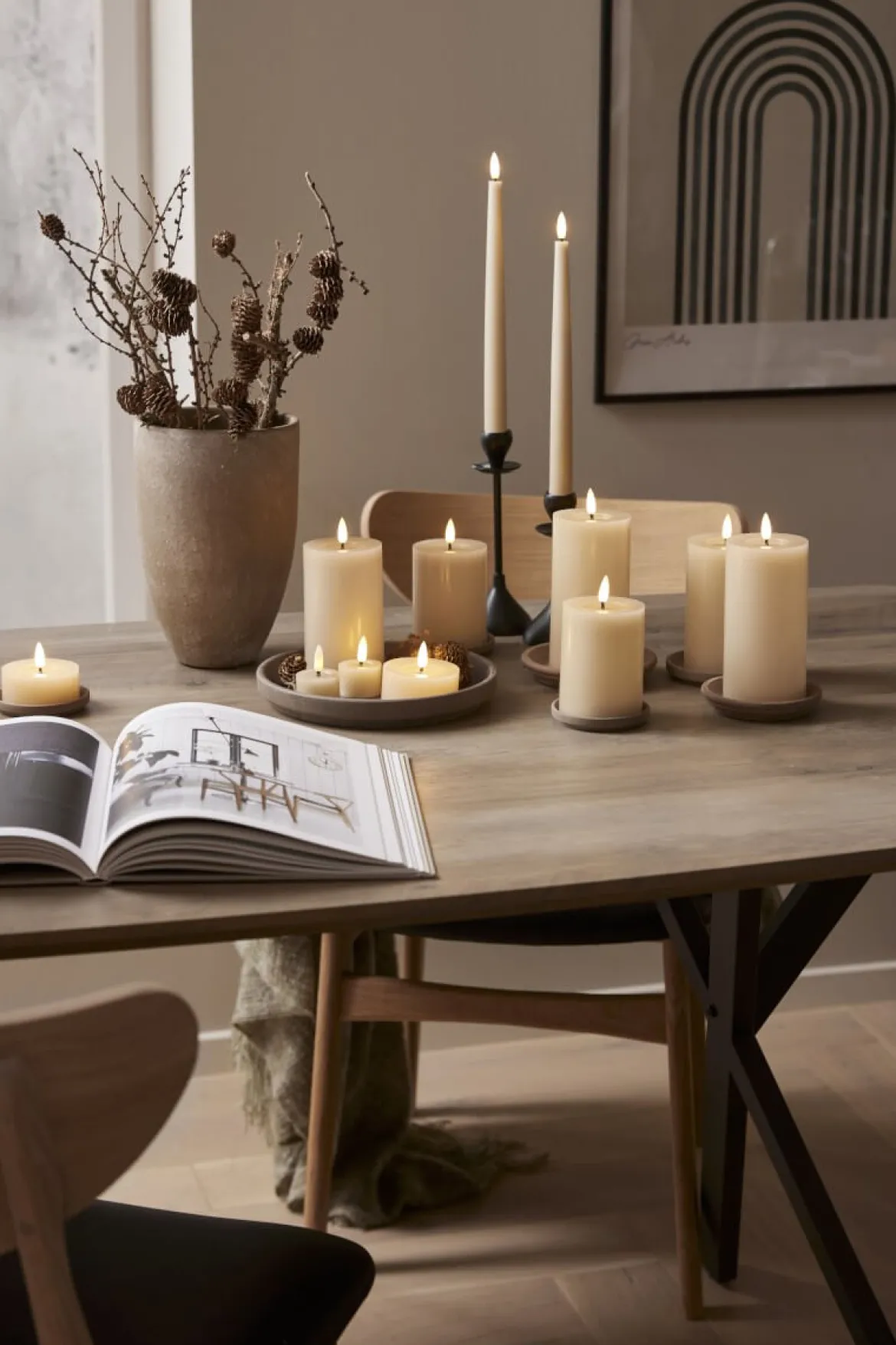 FLAMME FLOW LED-Blockljus Batteri 15cm Beige