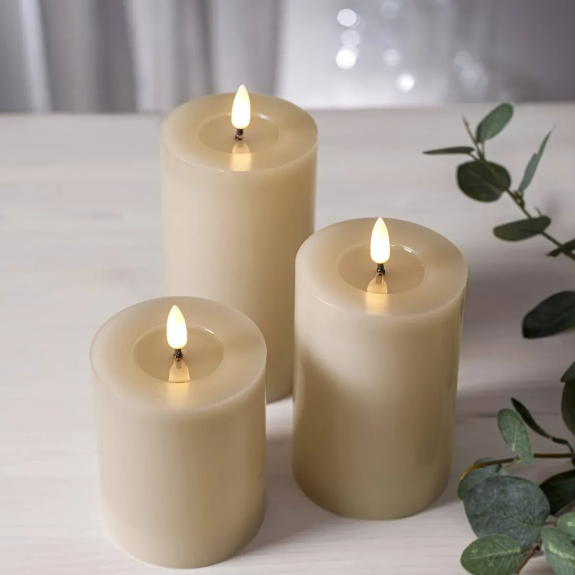 FLAMME FLOW LED-Blockljus Batteri 17,5cm Beige