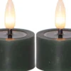 FLAMME FLOW LED-Värmeljus 2-pack 4cm Grön