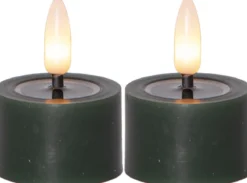 FLAMME FLOW LED-Värmeljus 2-pack 4cm Grön