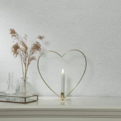 FLAMME HEART Bordsdekoration Batteri 28cm Mässing