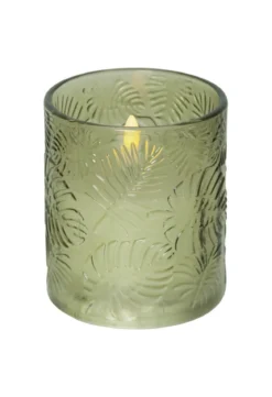FLAMME LEAF LED-Blockljus 10cm Grön