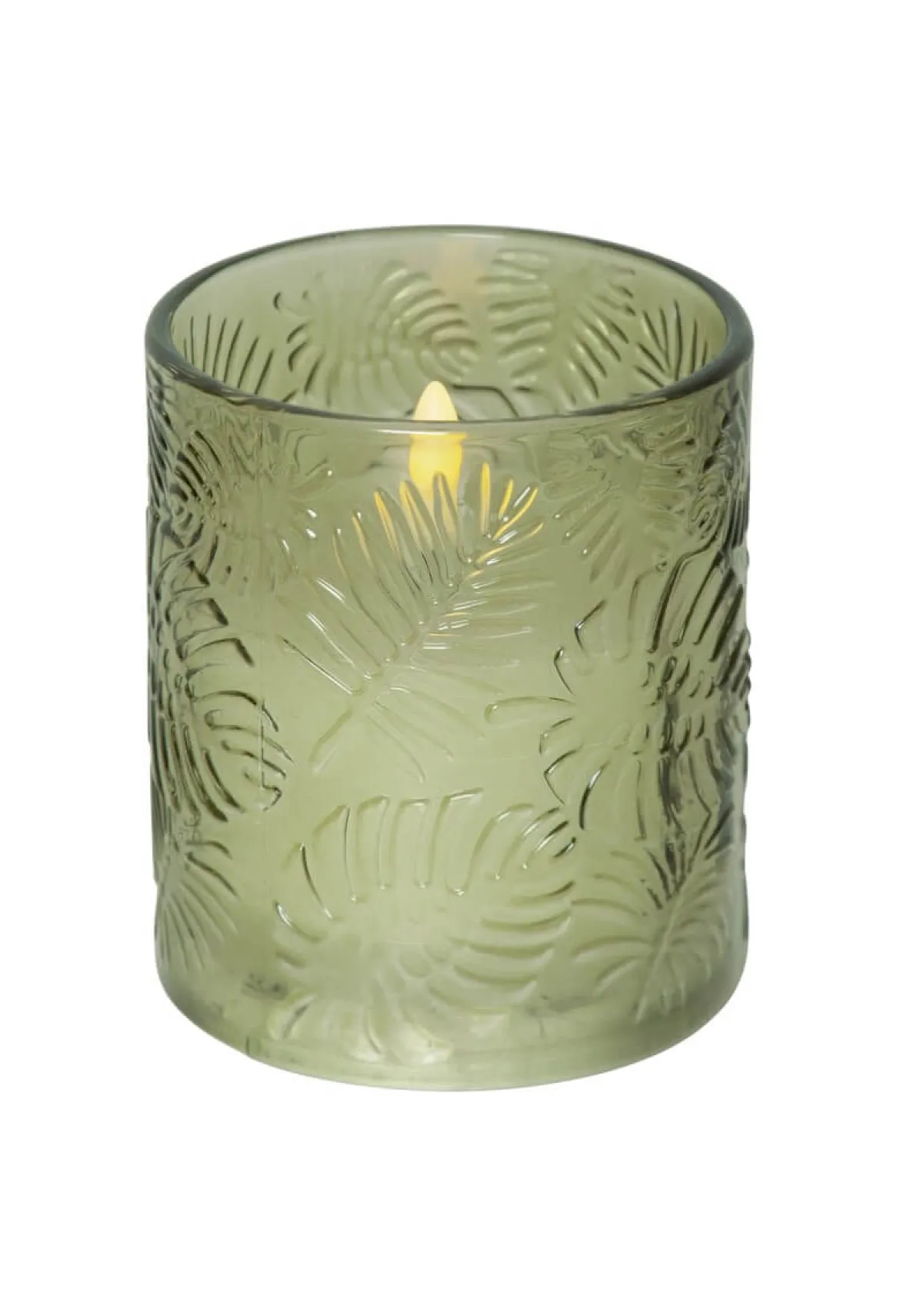 FLAMME LEAF LED-Blockljus 10cm Grön