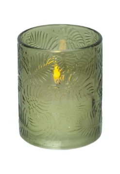 FLAMME LEAF LED-Blockljus 12,5cm Grön