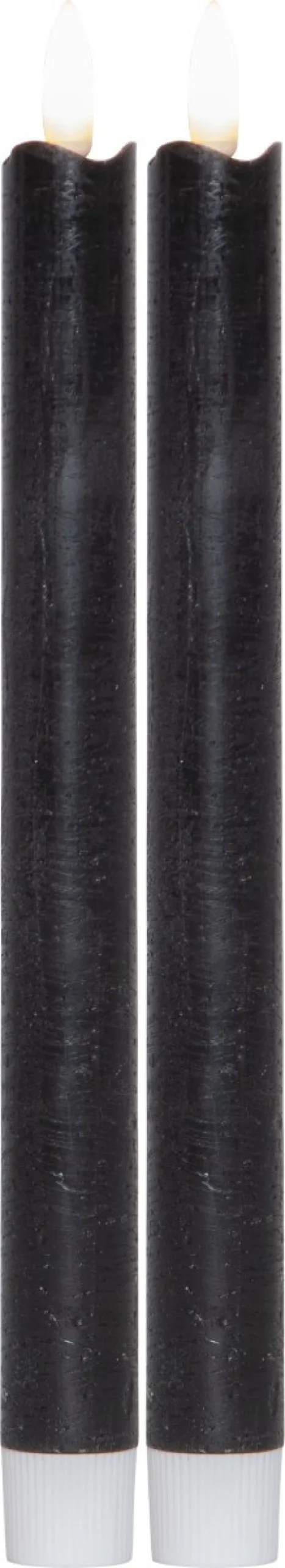 FLAMME LED-Antikljus 2-Pack Batteri 25cm Svart