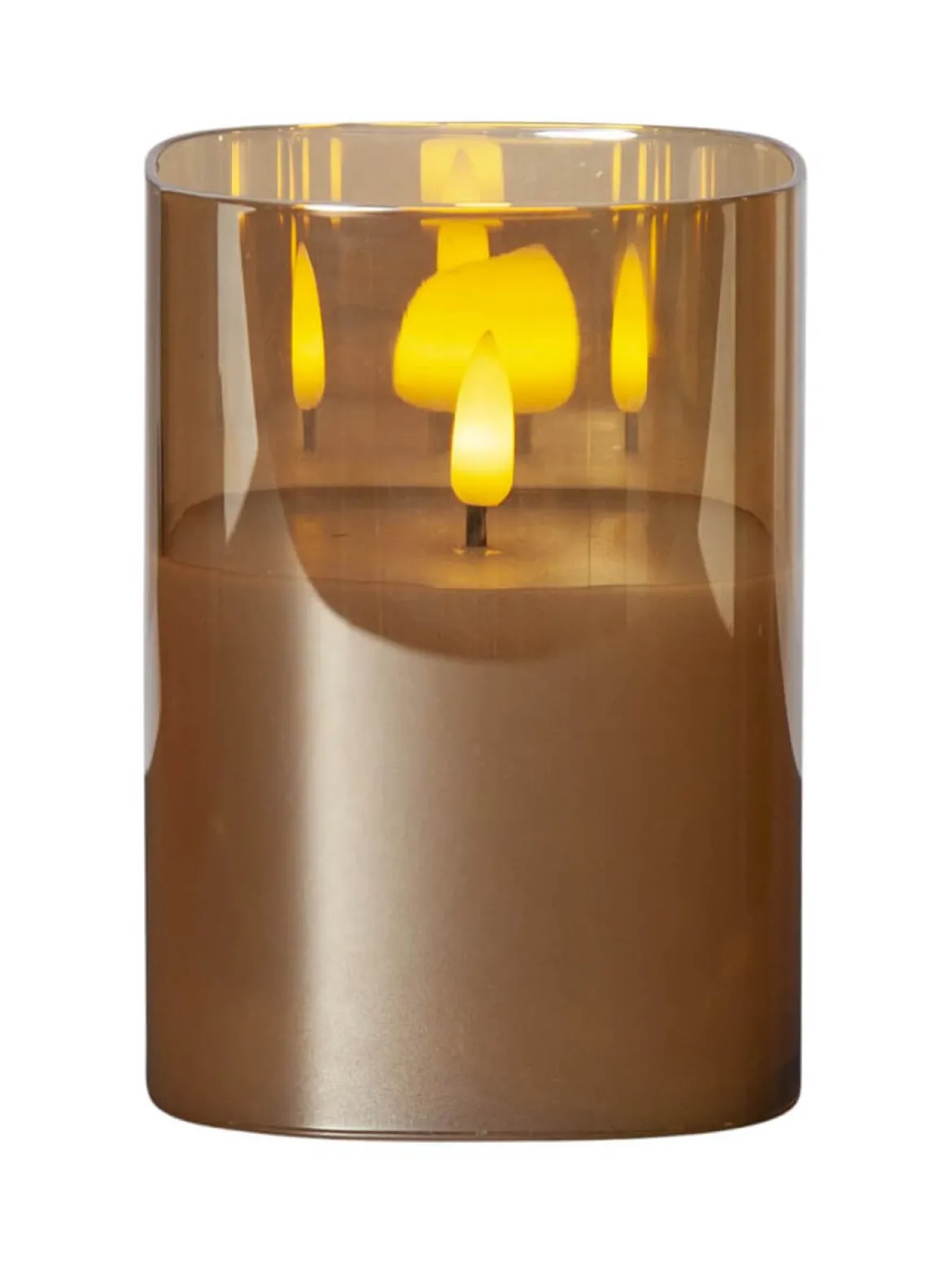 FLAMME LED-Blockljus 12,5cm Amberfärgat Glas