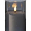 FLAMME LED-Blockljus 12,5cm Rökfärgat Glas