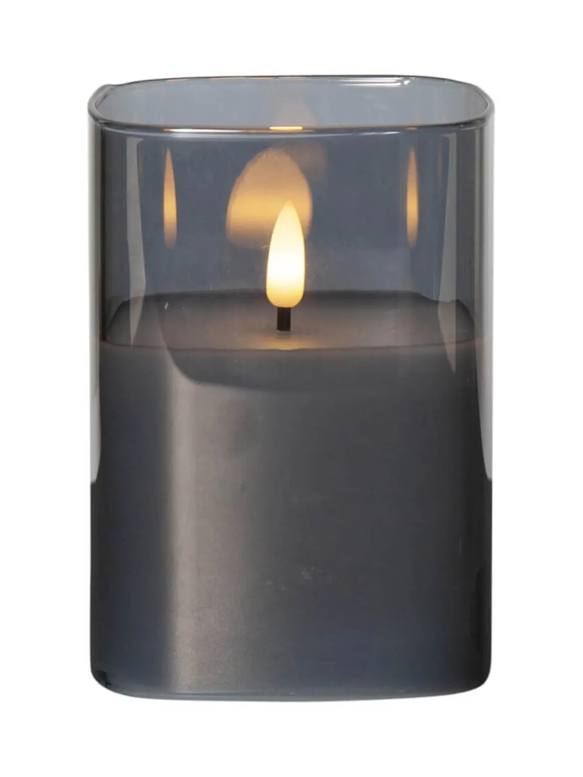 FLAMME LED-Blockljus 12,5cm Rökfärgat Glas