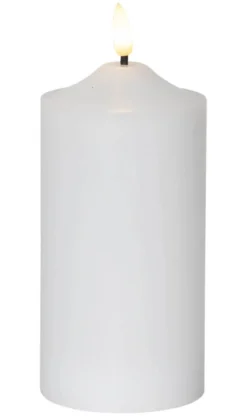 FLAMME LED-Blockljus 17cm Vit Vax