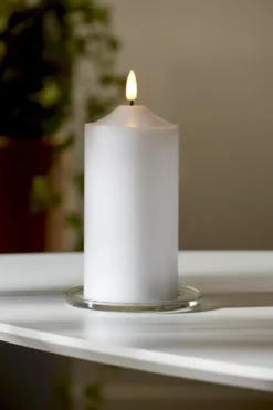FLAMME LED-Blockljus 17cm Vit Vax